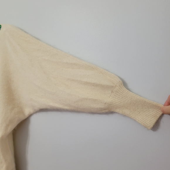 Diani Women's Vintage Bejeweled Beaded Cream Sweater Size L Silk Angora Wool 80s - Picture 9 of 10